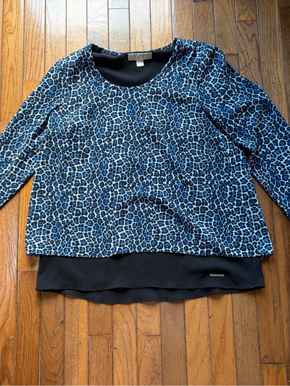 Michael Kors Blue Leopard Layered Top